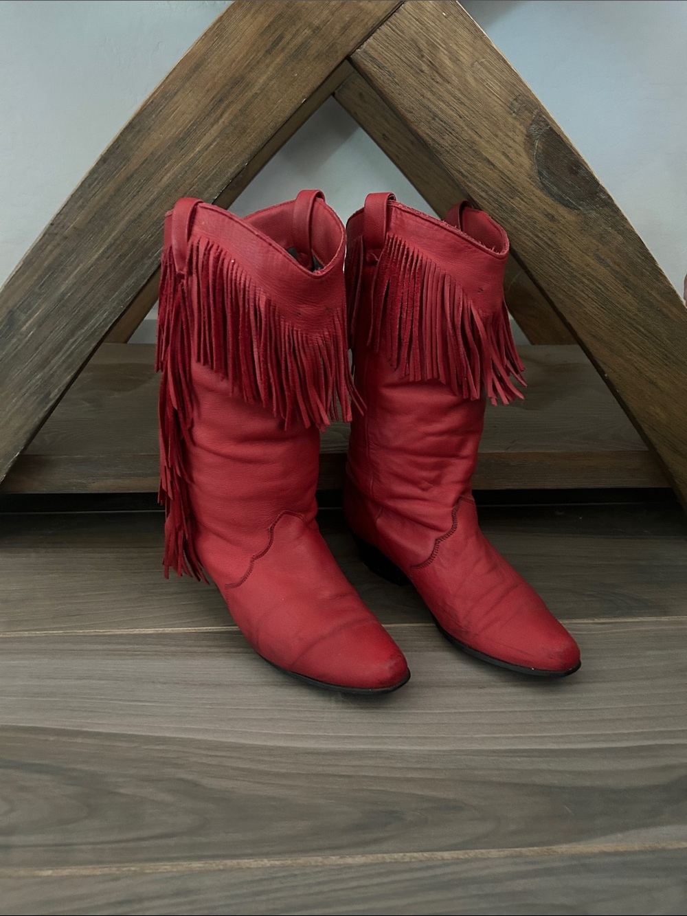 Vintage Dingo Red Fringe Western Boots - Women